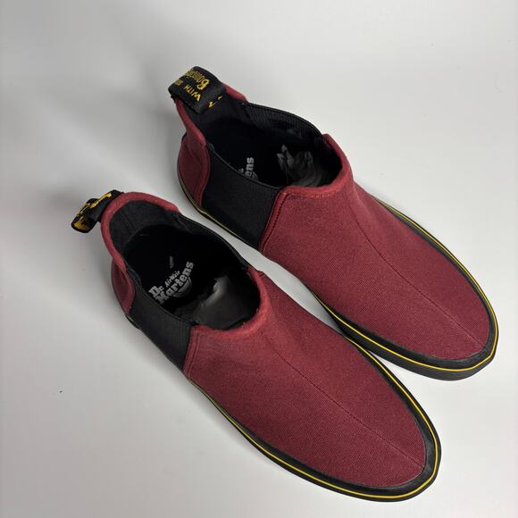 Dr. Martens Women's Phoebe Canvas Chelsea Sneaker Boots in Cherry Red - Picture 8 of 11